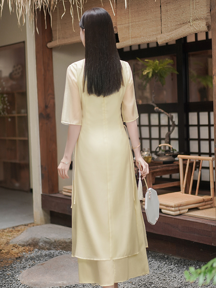 Women's Chinese Style Zen Tea Dress 2026 Summer Embroidered New Chinese Style Flowing Qipao-Inspired A-Line Dress - Image 3
