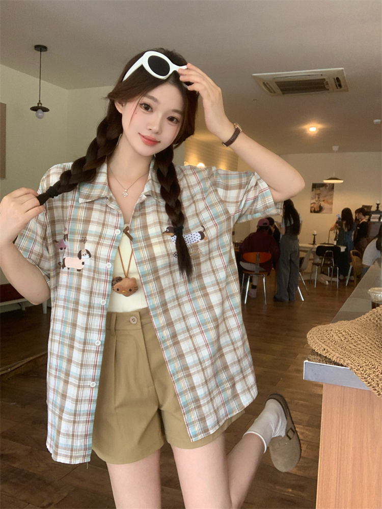 2026 Summer Women's Short Sleeve Plaid Shirt - Style 909b2f - Image 2