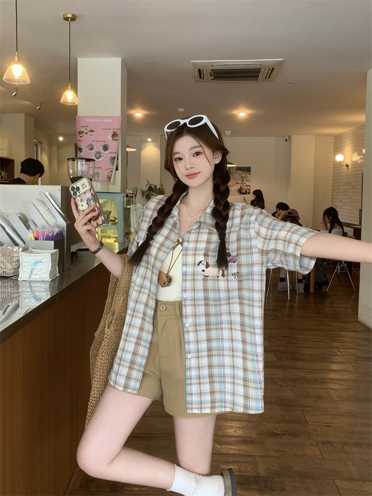 2026 Summer Women's Short Sleeve Plaid Shirt - Style 909b2f - Image 3