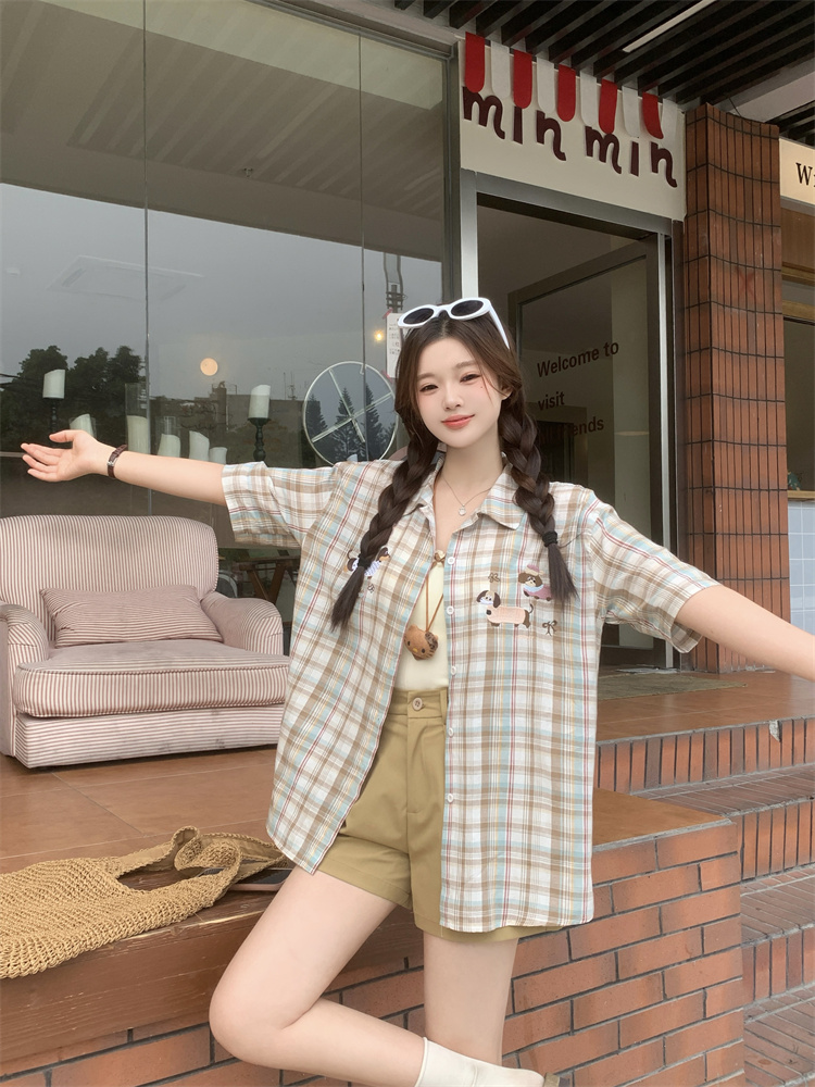 2026 Summer Women's Short Sleeve Plaid Shirt - Style 909b2f - Image 4