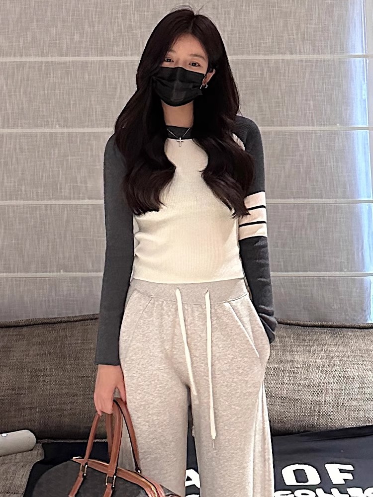 Women's Color Block Striped Knit Sweater 2026 Fall Winter Slimming Short Pullover - Image 4