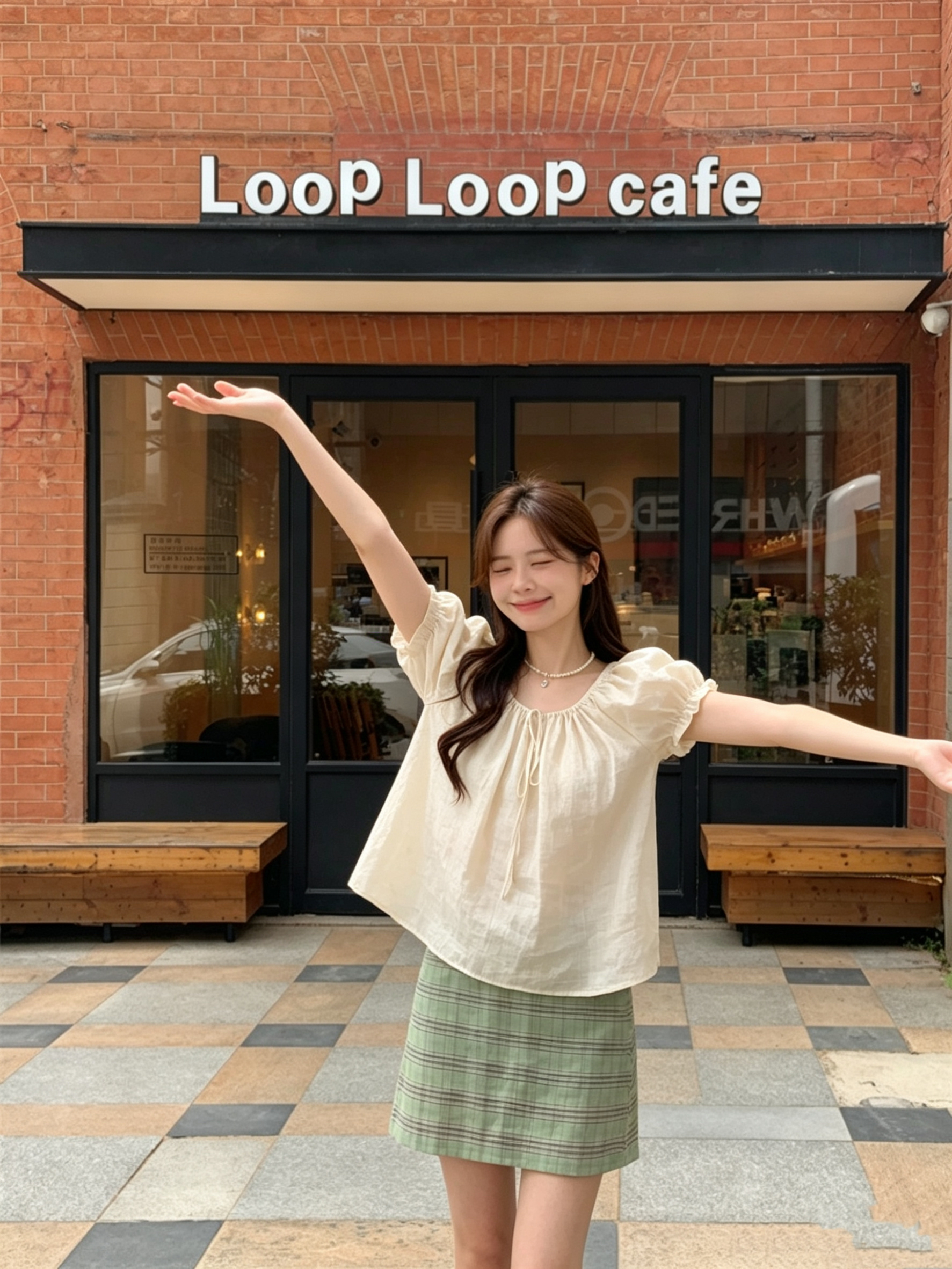 Women's Square Neck Puff Sleeve Short Sleeve Shirt Gentle Style - Image 4