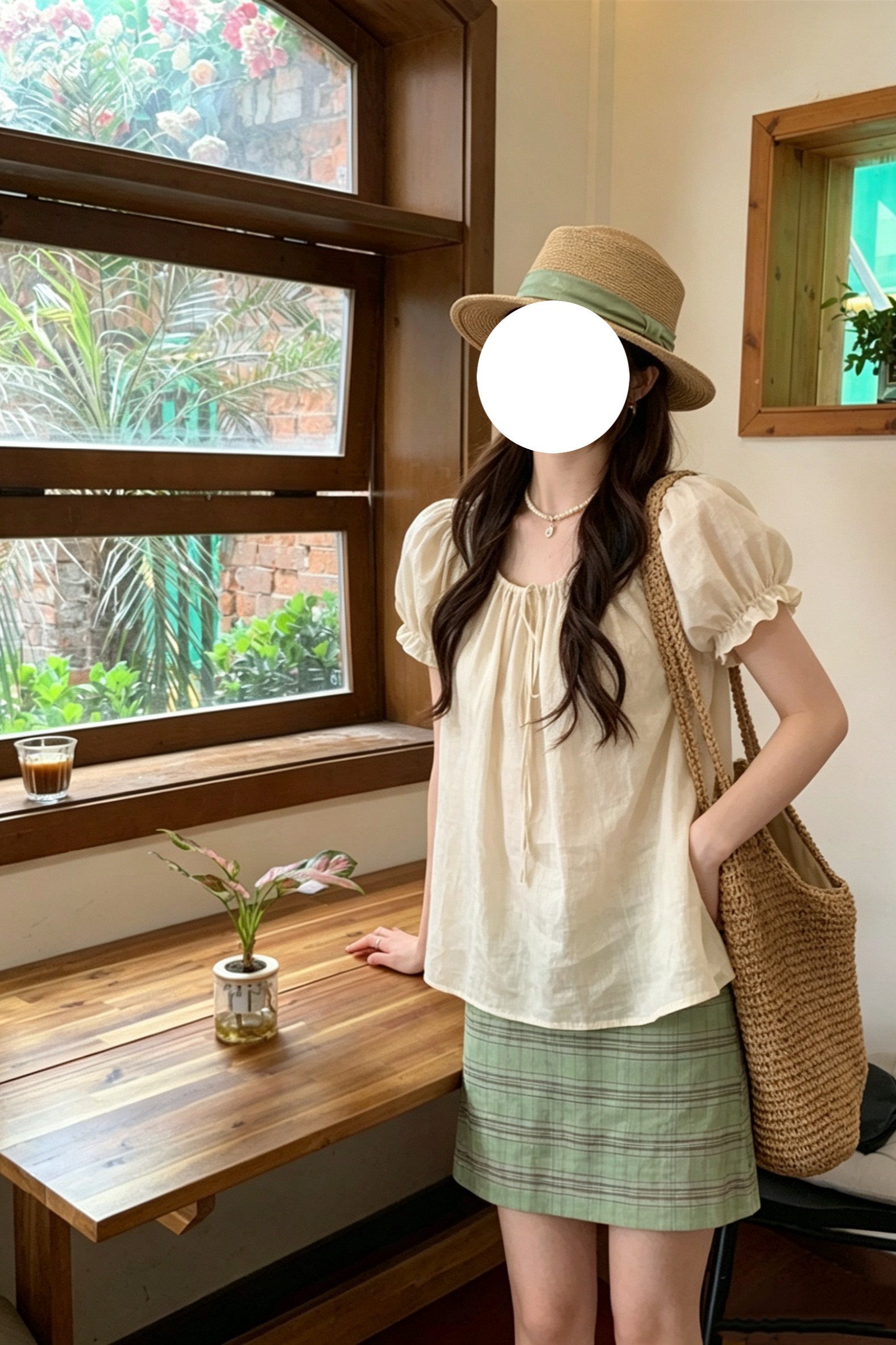 Women's Square Neck Puff Sleeve Short Sleeve Shirt Gentle Style - Image 5