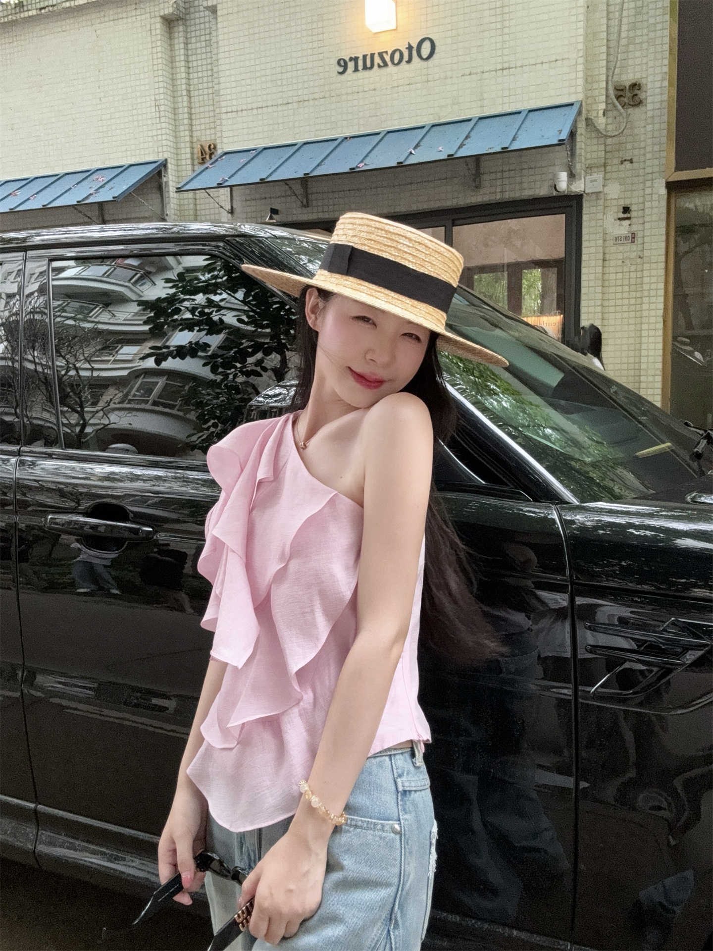 Sweet Ruffle Off-Shoulder Sleeveless Blouse for Women