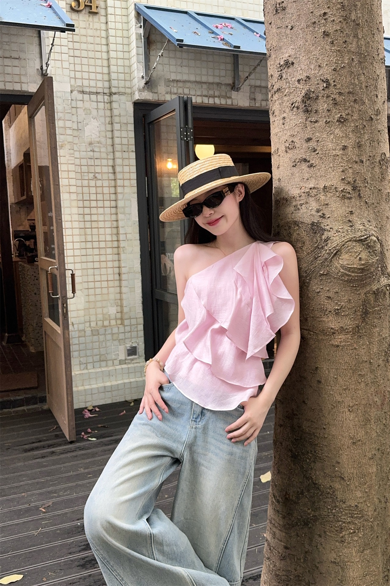 Sweet Ruffle Off-Shoulder Sleeveless Blouse for Women - Image 5