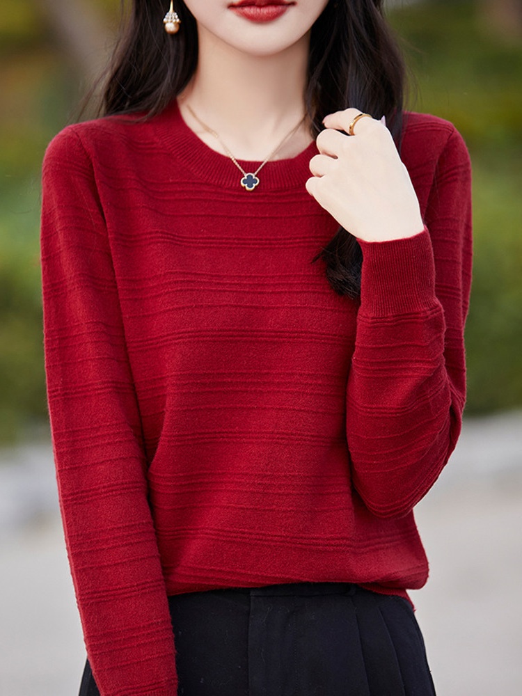 Women's Solid Knit Sweater V-Neck Loose Warm Pullover