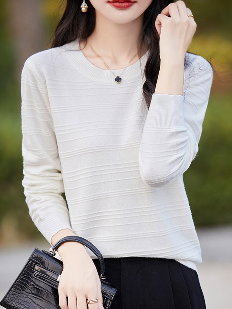 Women's Solid Knit Sweater V-Neck Loose Warm Pullover - Image 2