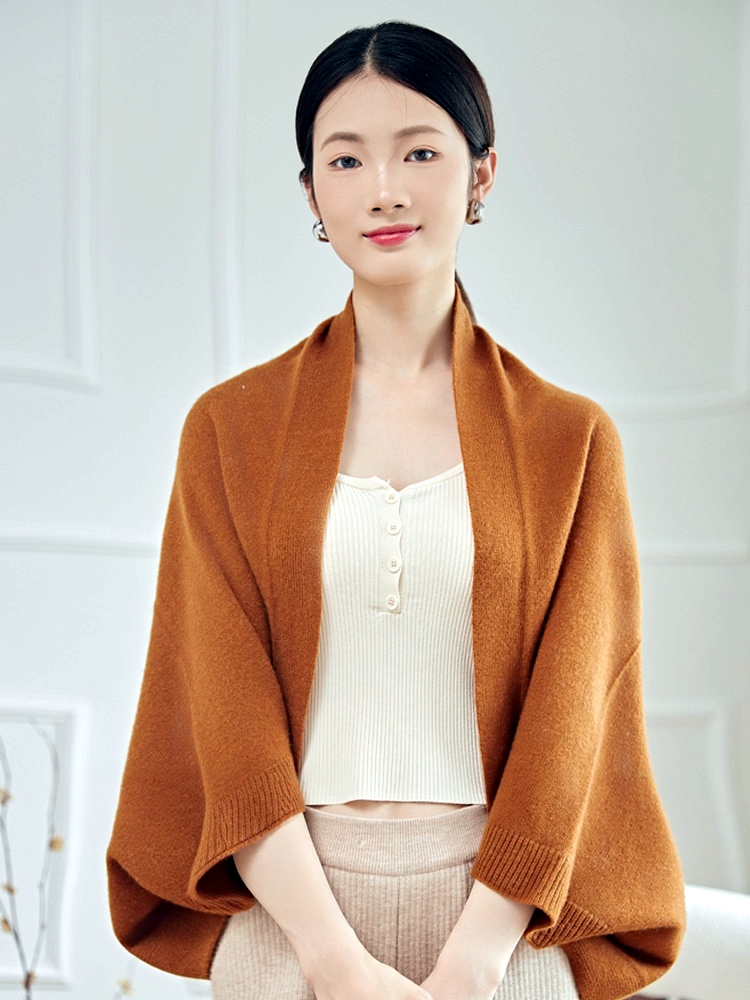Women's Wool Knit Poncho Scarf Dual-Use Office Air Conditioning Shawl - Image 4
