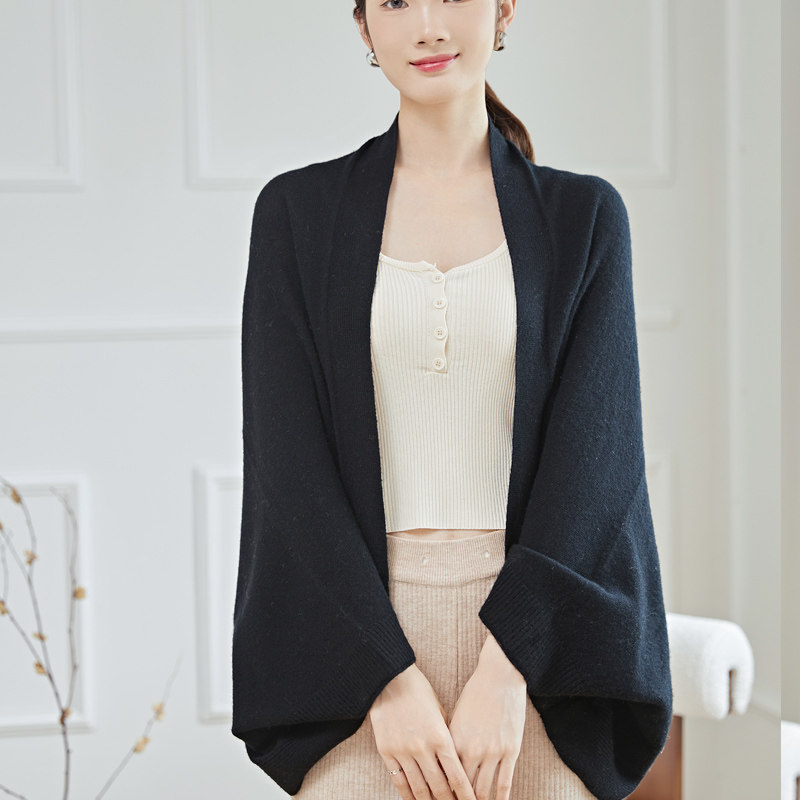 Women's Wool Knit Poncho Scarf Dual-Use Office Air Conditioning Shawl - Image 5