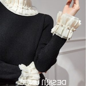 Women's High Neck Knit Sweater French Style Slim Fit Long Sleeve Pullover