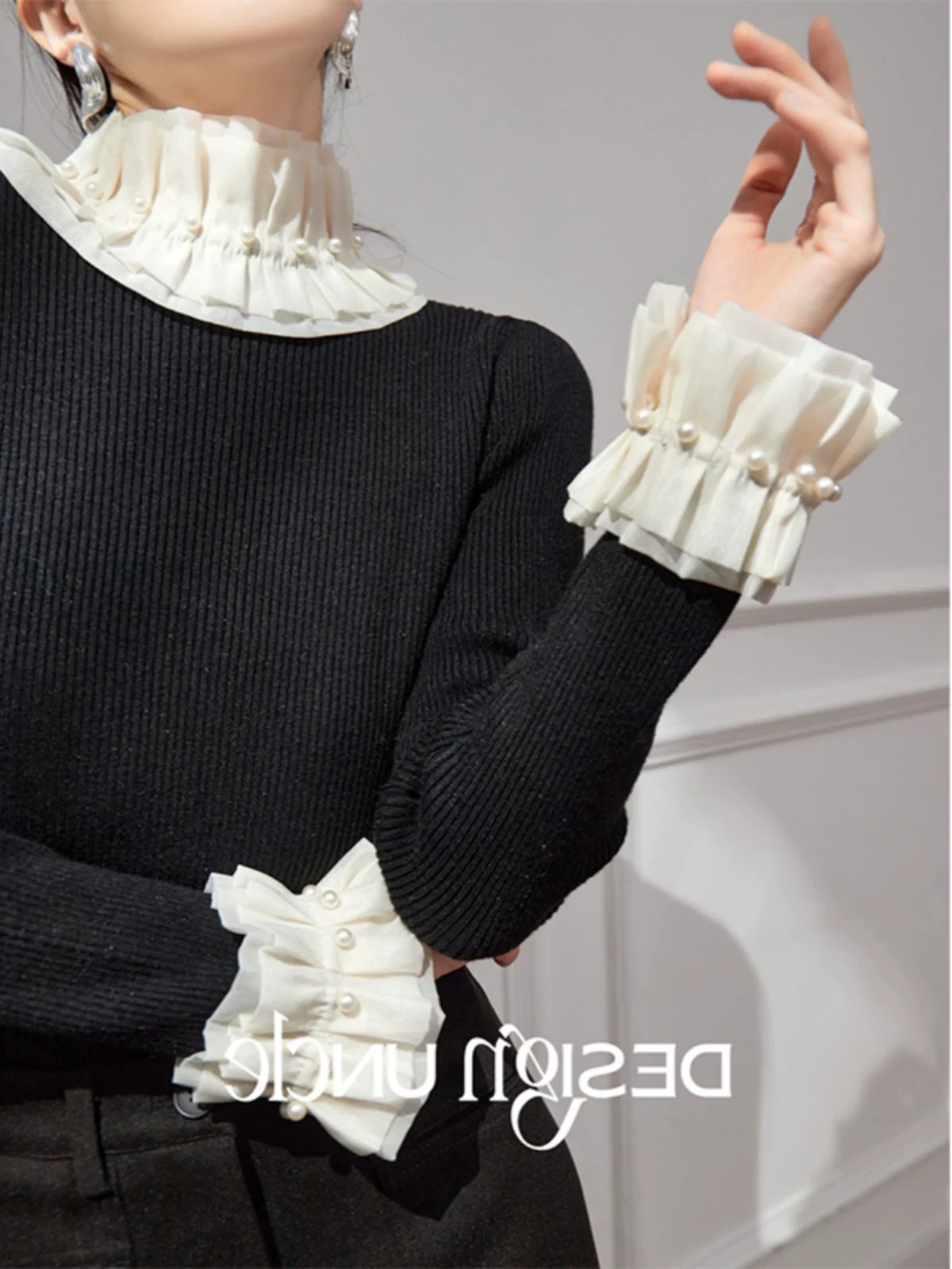 Women's High Neck Knit Sweater French Style Slim Fit Long Sleeve Pullover