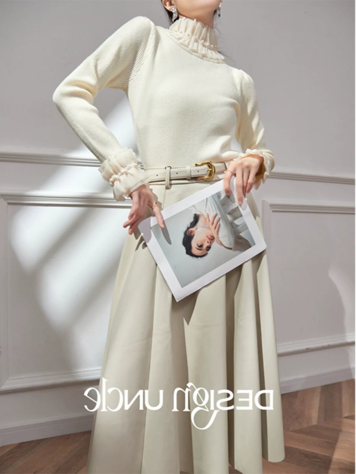 Women's High Neck Knit Sweater French Style Slim Fit Long Sleeve Pullover - Image 4
