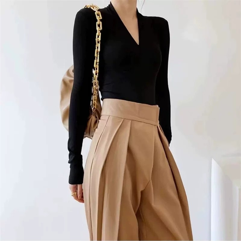 Women's V-Neck Slim Knit Long Sleeve Base Layer Sweater for Fall Winter - Image 5
